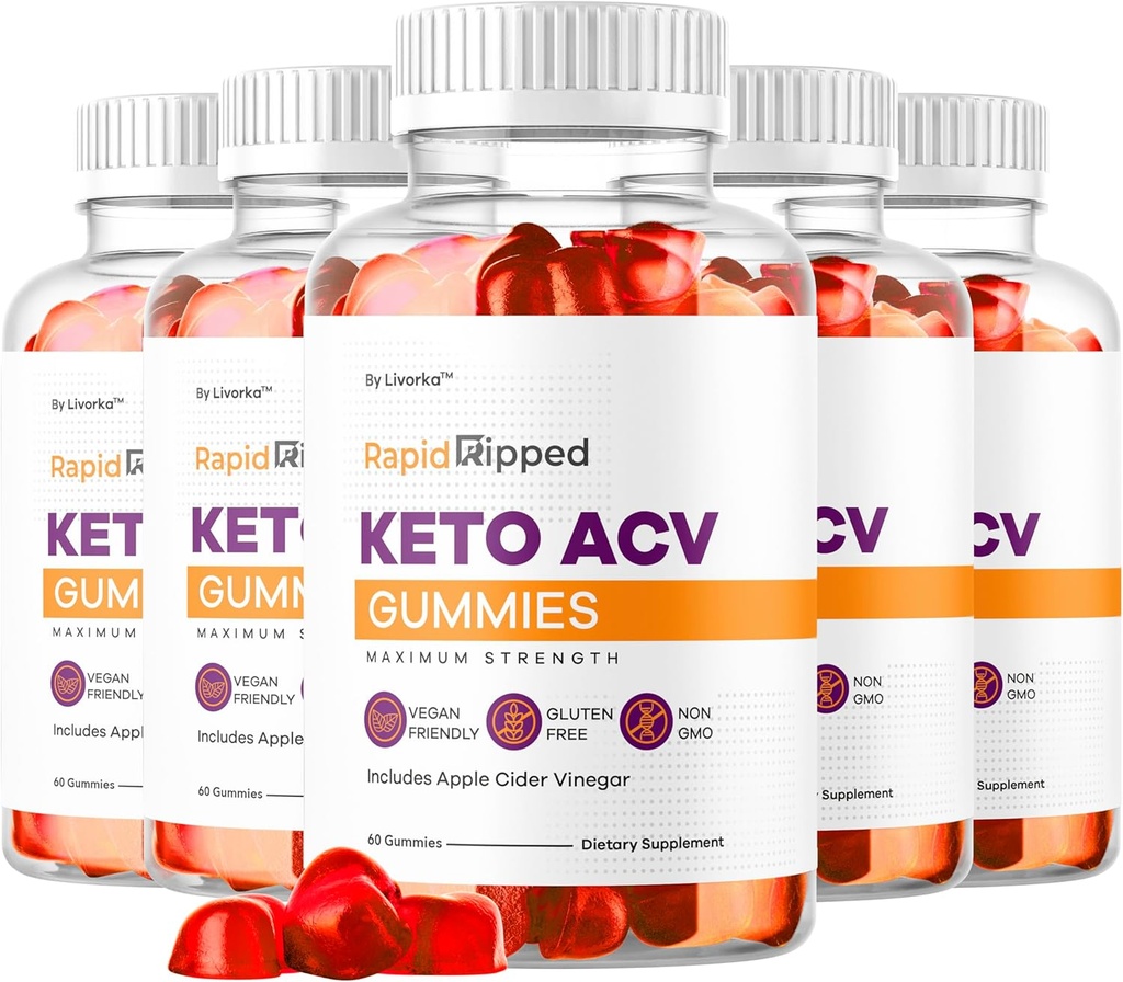 LIVORKA (5 Pack Rapid Ripped Keto ACV Gummies, Keto ACV Ripped Gummies, Ripped Keto ACV Gummies, RapidRipped Keto ACV Gummies, Rapid Ripped, Keto ACV Gummies Rapid Ripped, 300 Gummies durante 5 meses