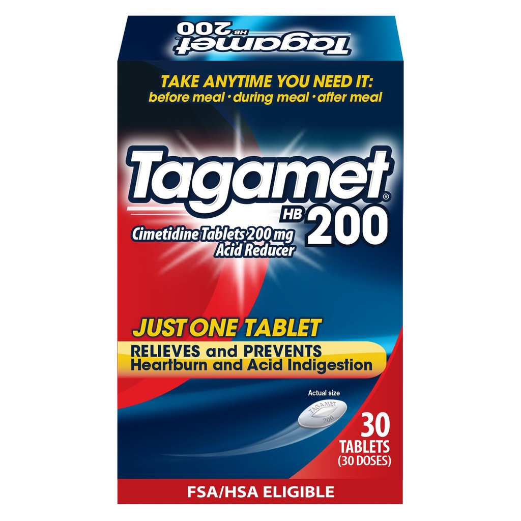 Tagamet HB 200 mg Cimetidine Acid Reducer y Heartburn Relief, Relieves and Prevents Indigestion, 30 Count