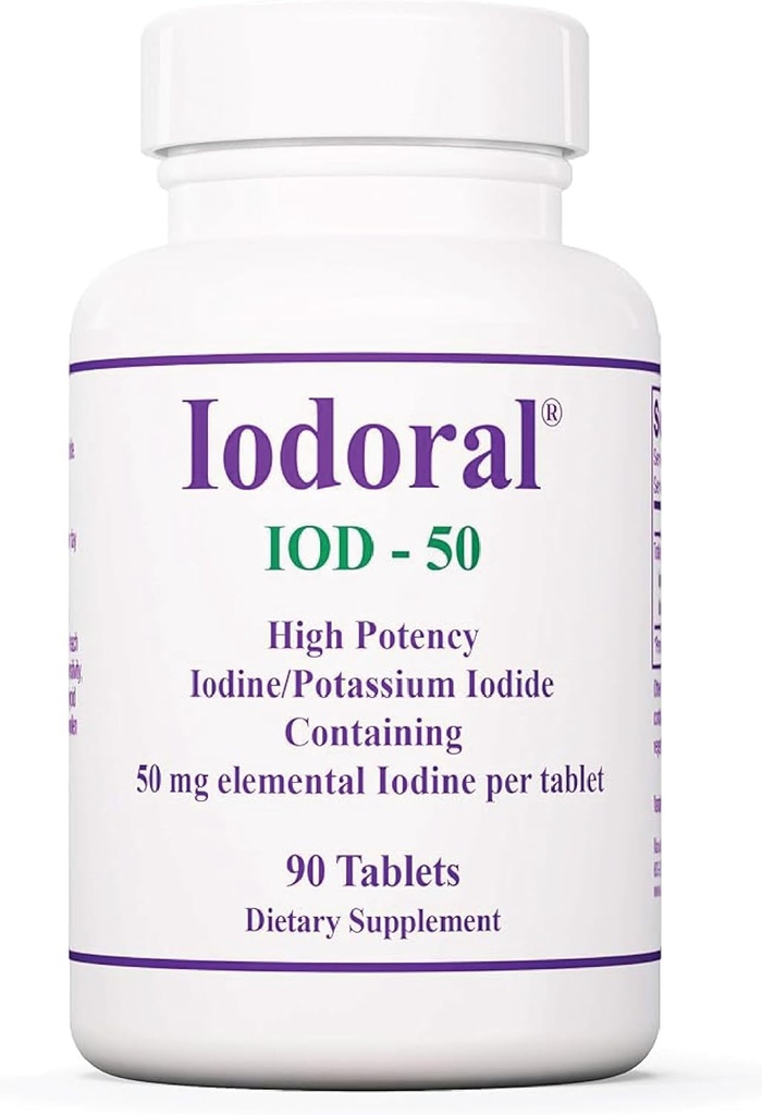 Optimox Iodoral 50 mg Supplement - Potassium Iodide Tablets, Thyroid Support, Daily Vitamins and Minerals, Lugol's Iodine Solution - 90 Count