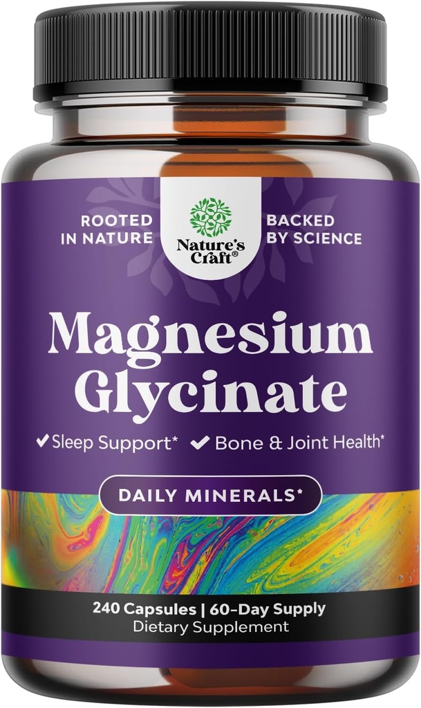 Pure Magnesium Glycinate Supplement 400mg Per Serving - Vegan High Absorption Chelated Magnesium Capsules for Women & Men with Elemental 400mg for Mood Sleep and Relaxation Support - 240 Count