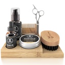 Striking Viking Beard Growth Kit - 7-Piece Set, Sandalwood Scent & Caddy - Oil &amp; Balm with Beard Brush, Dual-Sided Comb & Tijeras plus Mustache Comb for Grooming & Styling
