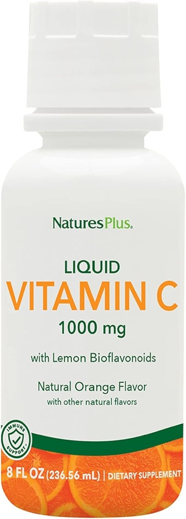 NaturesPlus Liquid Vitamin C - 1000 mg, 8 fl oz - with Lemon Bioflavonoids - Vegetarian, Gluten Free - 8 Servings