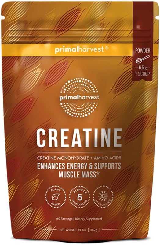 Primal Harvest Creatine Powder Supplement for Men and Women's Fitness, Workouts, and Muscle Growth, to Help Promote Recovery, Strength, Energy, and Endurance (1)