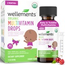 Wellements Organic Baby Multivitamin Drops (1 Fl Oz) - Cherry Flavor Liquid Multivitamins for Infants &amp; Toddlers (2 Mes+) - Vitaminas Toddler para Immune Support*, Healthy Growth & Bone Development*