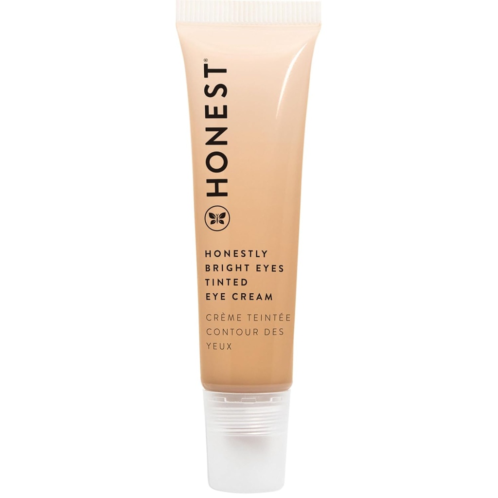 Honest Beauty Honestly Bright Eye Cream Tinted Eye Cream ← Brightens + Diffuses Dark Circles TEN Hyaluronic Acid + Squalane ANTE EWG Verified, Vegan + Cruelty Free TEN Sandstone, 0.5 fl oz