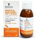 BEE y Usted Propolis Extract Cough Syrup w/Vitamin C, Soothing Honey, Natural Immune Support, Sore Throat Relief, Antioxidants, for Kids &amp; Adults, 5 Fl Oz, for Hombres y Mujeres