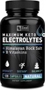 Suplemento de Keto Electrolyte (120 cápsulas) Maximum Keto Electrolytes Suplementos Píldoras w Sal de Himalaya Rosa, vitaminas B, Magnesio y suplemento de potasio - Píldoras de sal y tabletas de electrolito