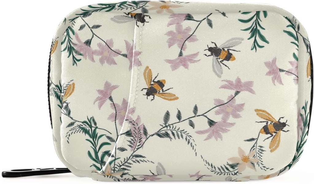 Floral de la abeja de la abeja de la abeja de la abeja de 7 días caja de la píldora Organizador bolsa con cremallera Portable Caja semanal Compacta Tamaño para el suplemento de vitamina