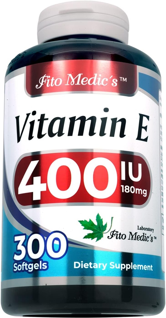 Laboratorio FITO MEDIC - Vitamina e - 400 UI, 300 Softgels de - Puro- Vitamina e Aceite - para Antioxidantes Soporte- Vitamina e cápsulas - Ultra alta Absorción- vitamina e.
