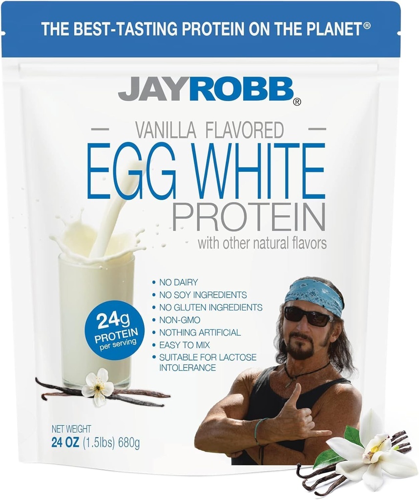 JAYROBB Vanilla Egg White Protein 24 oz, 1.5 libra bolsa