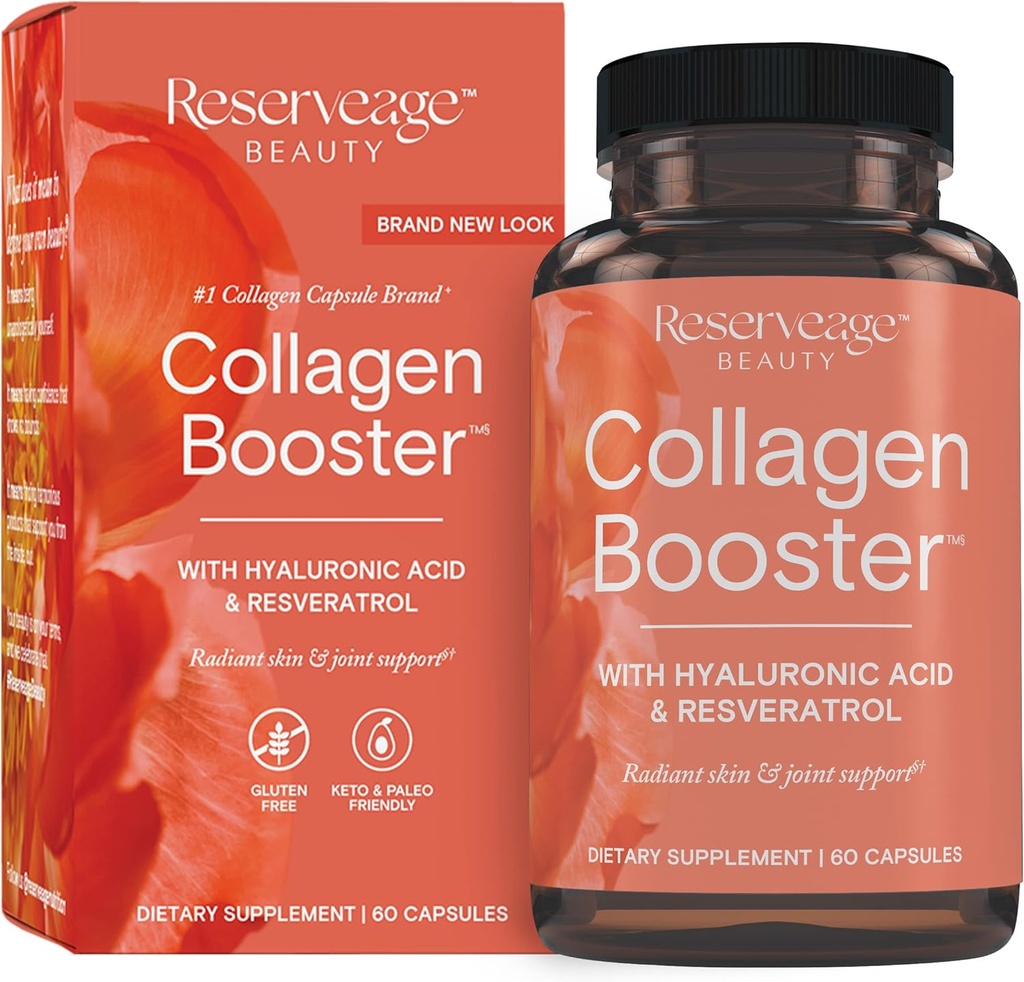Collagen Booster de belleza de reserva - Suplemento para la salud conjunta de Skincare - Apoya la producción saludable de colágeno para mujeres - 60 cápsulas (30 servidos)