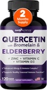 Gade Nutrition Quercetin with Bromelain " Elderberry  durable Quercetin with Vitamin C and Zinc ← Zinc Quercetin 500mg with Vitamin D3 ← Daily Immune Support Suplemento - 2 Meses Supply