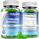 L-Theanine Gummies, l'theanine 400mg con Ashwagandha, GABA, 5HTP,L-Theanine Chewable Suplemento para Relax, Zzz & Focus Support, Vegan, Lemon Flavor, 120 Condes