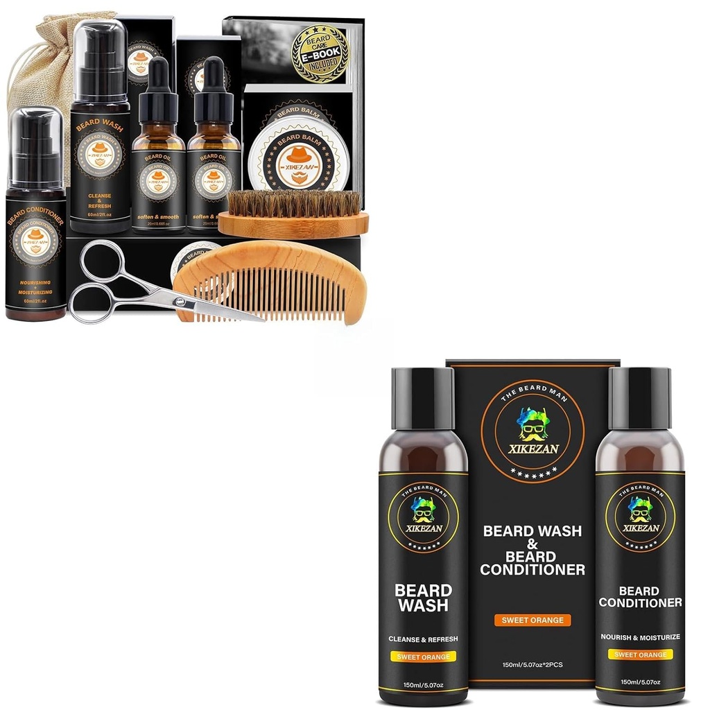 XIKEZAN Regalos para hombres w / kit de barba y conjunto de champú y acondicionador de barba