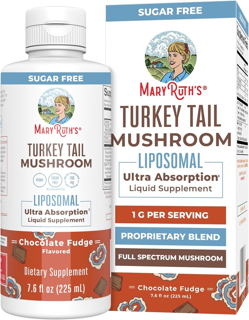 MaryRuth Organics Turquía Tail Mushroom Suplemento Silencio Ultra Absorption Liposomal Silencio Full Spectrum tención 200mg Beta-Glucans Por Serving ← Vegan Silencio 7.6 oz Silencio 15 Servings