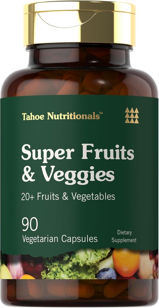 Tahoe Nutricionales Super Frutas y Veggies Capsules ← 90 Cuenta ← Vegetariano, No GMO y Gluten Suplemento Gratis