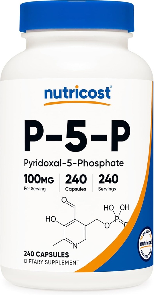 Nutricost P5P Vitamina B6 Suplemento 100mg, 240 cápsulas (Pyridoxal-5-Phosphate) - Vegetariano Amistad, No GMO, Gluten Gratis