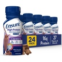 Asegurar Alta Proteína Leche de Chocolate Afeitado con fibra, listo para beber, 16g Proteína y 27 Vitaminas y Minerales, 8 fl oz, 24 Pack