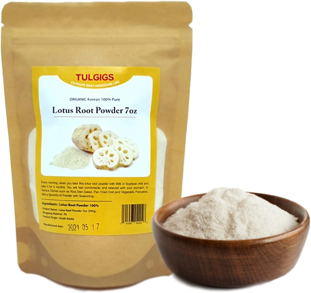 Lotus Root Powder 7Oz(200g) Natural 100% Puro Fibra saludable Vitamina C Aminoáccido Hecho en KOREA