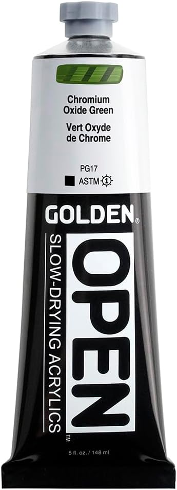 OPEN Slow-Drying Acrylics by GOLDEN, Chromium Oxide Green, 5 fl oz. tube, Professional Acrylic Paint, Opaque