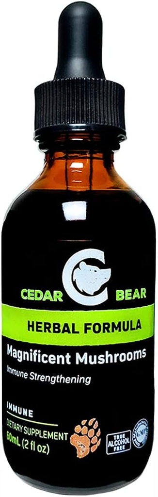 Cedar Bear Magnificent Mushrooms a Liquid Herbal Supplement That Builds The Immune System, Protects, Strengthens and Balances Overall Health 2 Fl Oz