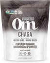 OM MUSHROOM SUPERFOOD Chaga Organic Mushroom Powder, 7.05 Unce Pouch, 100 Servings, US Grown, Sacred Antioxidants & Immune Support, Superfood Mushroom Supplement
