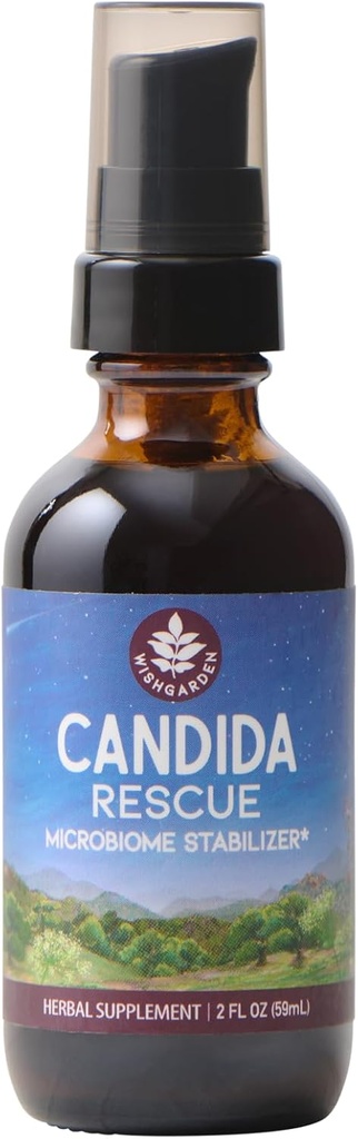 WishGarden Herbs Candida Rescue - Plant-Based Herbal Candida Cleanse Supplement with Echinacea, Usnea & Yerba Mansa, Effective Natural Support, 2oz