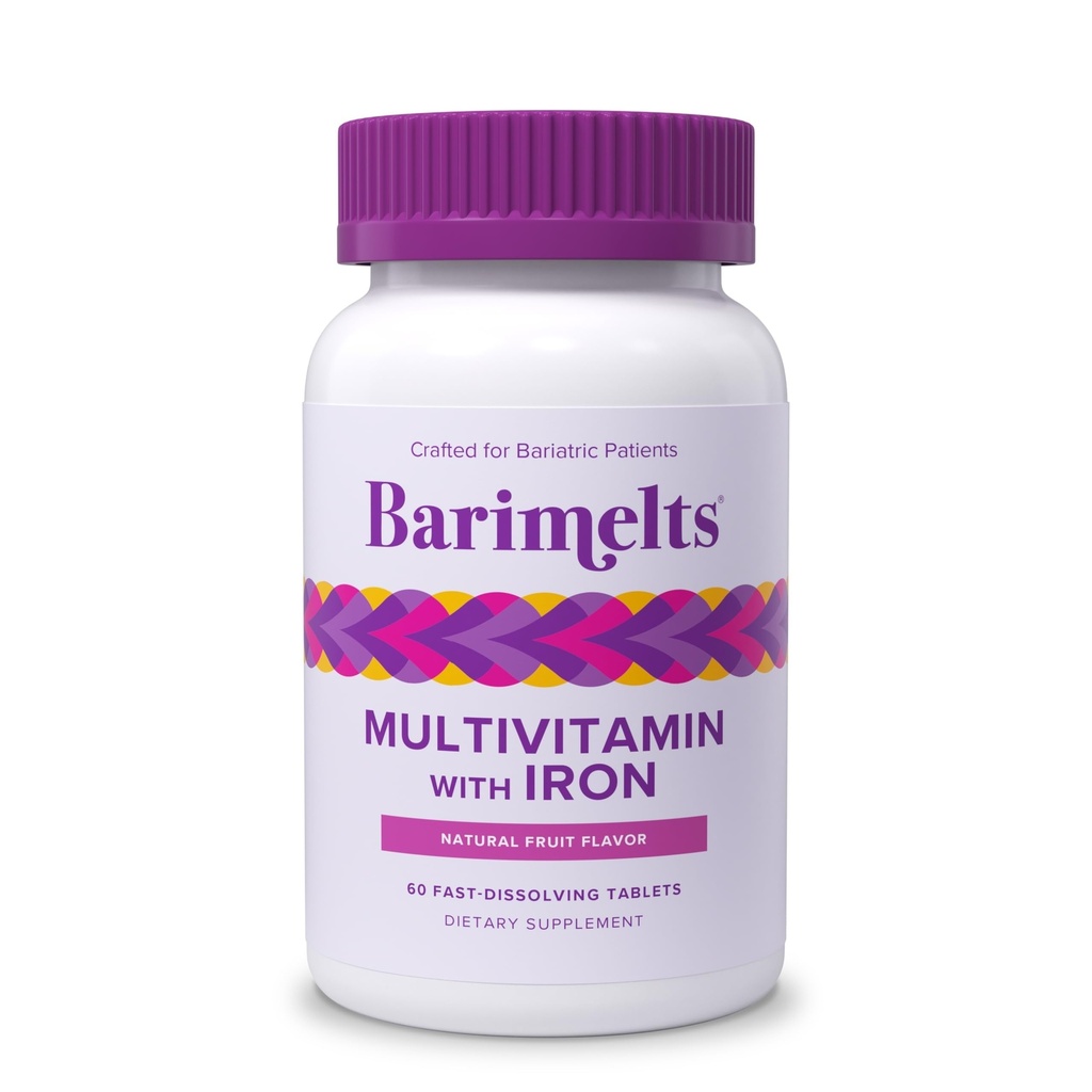 BariMelts Multivitamínico Bariat con Hierro, 60 Tablas de resolución rápida (1-Mes), Vitaminas Bariatricas Libres de Azúcar para Mujeres, Sabor de Frutas Naturales