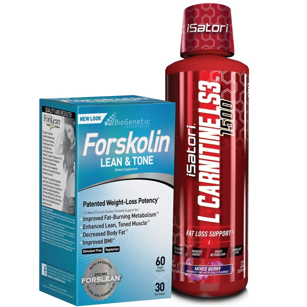 iSatori L-Carnitine LS3 Mixed Berry 1500mg (32 Servings) " BioGenetic Labs Forskolin Lean " Tone