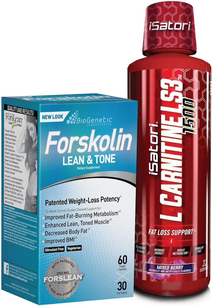 iSatori L-Carnitine LS3 Mixed Berry 1500mg (32 Servings) " BioGenetic Labs Forskolin Lean " Tone