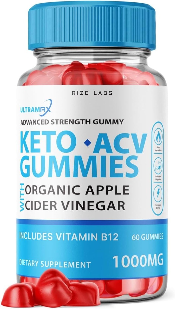 rize labs - Ultra Max Keto ACV Gummies for Advanced Weight Loss with Apple Sider Vinegar, Supplement Helps in Reducing Belly Fat, for Extra Strength (60 Gummies)