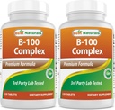 Mejores Naturales B 100 Complejo 120 Tabletas (B Complejo Vitaminas) (120 Cuenta (Pack of 2))