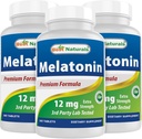 Mejores Naturales Melatonina 12 mg (1 año de suministro) - Ayuda para dormir sin drogas - Melatonina para dormir y relajarse, 365 Conde (365 Conde (Pack of 3))