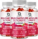 Magnesio Glycinate Gummies 400 mg con 100 mg Magnesio compuesto - Suplemento de Potasio de Magnesio Chelatado con Vitamina D, B6 Asistencia calma, sueño, memoria y calambres musculares, azúcar libre - 180 Gummies