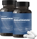 Akkermansia Probiótico con fibra prebiótica - Aumenta la producción GLP-1, liberación retardada, test de terceros, 100M AFU Live Strain for Gut Health for Men &amp; Women (2pcs)