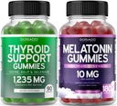 Soporte para tiroides para mujeres y hombres (90 gummies) Suplemento de apoyo - Delicious Apple Flavor - Melatonin Gummies para adultos (180 conde) - Quick Dissolve Melatonin 10mg Gummies - Non GMO, Vegan &amp; USA Made