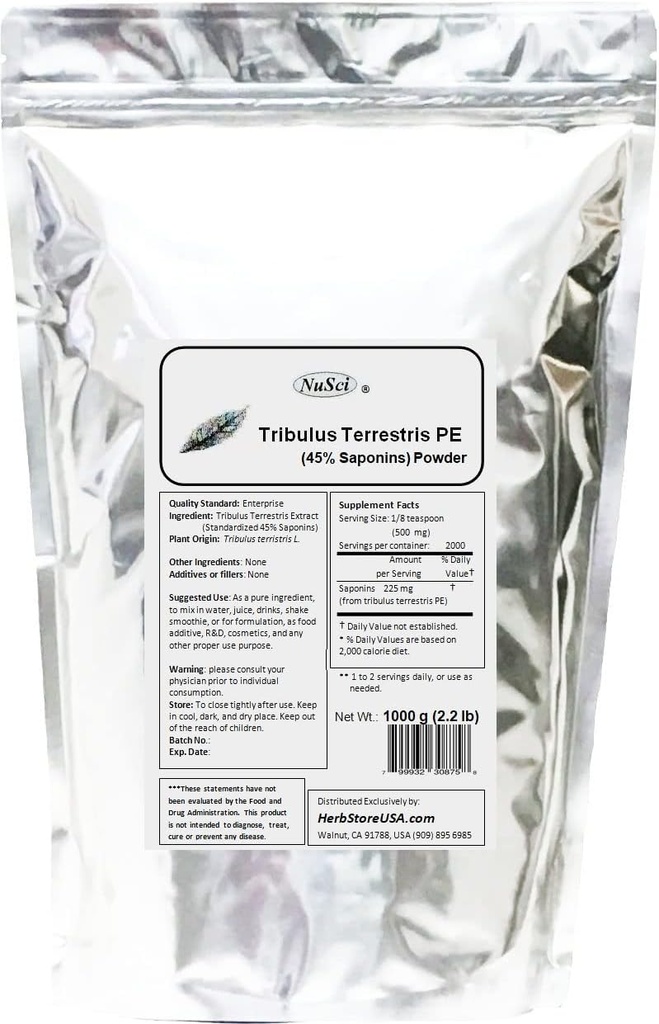 Tribulus Terrestris Extract Powder Pure (1000 Grams (2.2 lb))