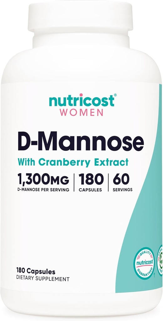 Nutricost D-Mannose with Cranberry Extract for Women 1300mg 180 Capsules