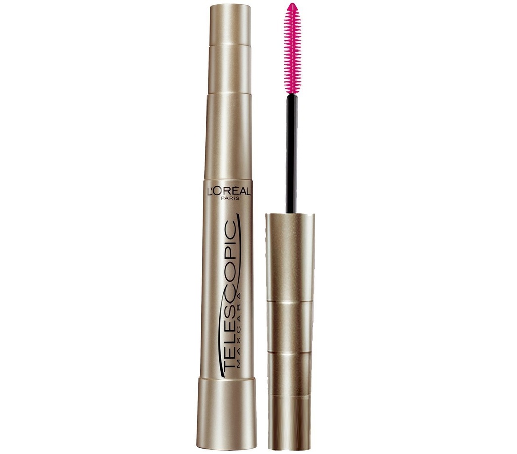 L'Oreal Paris Makeup Telescopic Original Lengthening, Lash Separating Mascara with Dual Precision Brush, Washable, Blackest Black, 0.27 Fl Oz., 1 Count