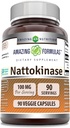 Fórmulas increíbles Nattokinase Suplemento TENIDO 100 Mg (2000 FU Enzyme from Pure Nattokinase) TEN 90 Veggie Capsules ANTE NO-GMO TEN Gluten-Free TEN Made in USA