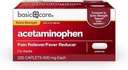 Cuidado básico Alivio de Dolor de Fuerza Extra, Caplets de Acetaminofeno, 500 mg, 225 Conteo