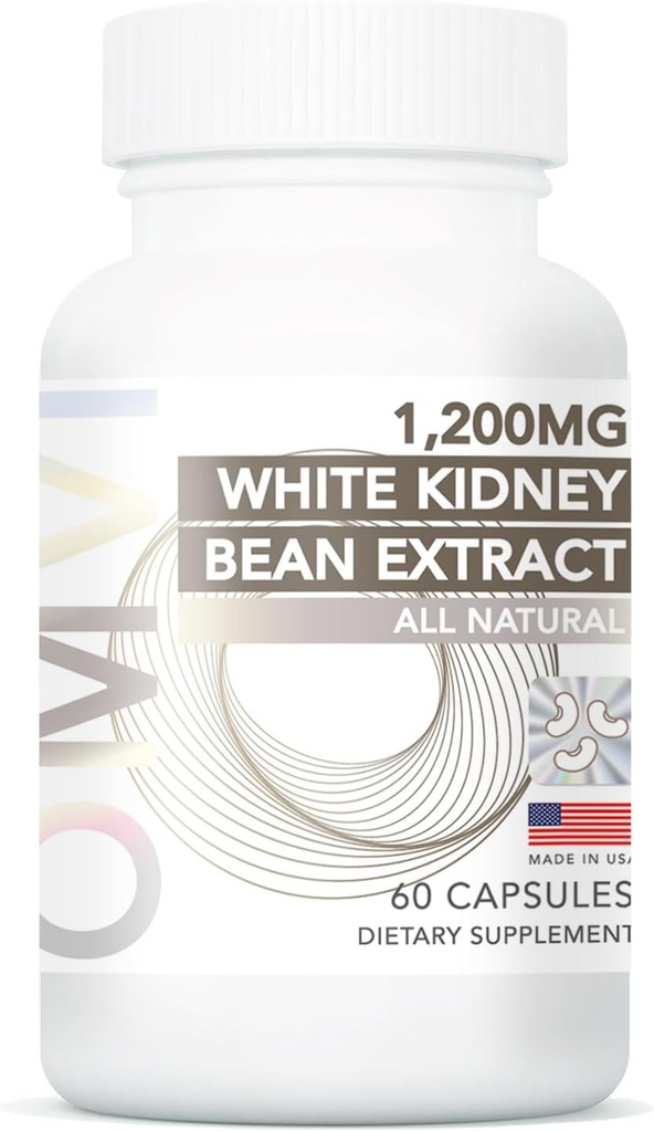 Fórmulas Omvi, Suplemento de Apoyo al Riñón, Bean Blanco Extracto 1,200 mg, Limpiado del Riñón para Hombres y Mujeres, Apoyo a la Salud del Tracto Urinario Normal, 60Capsules