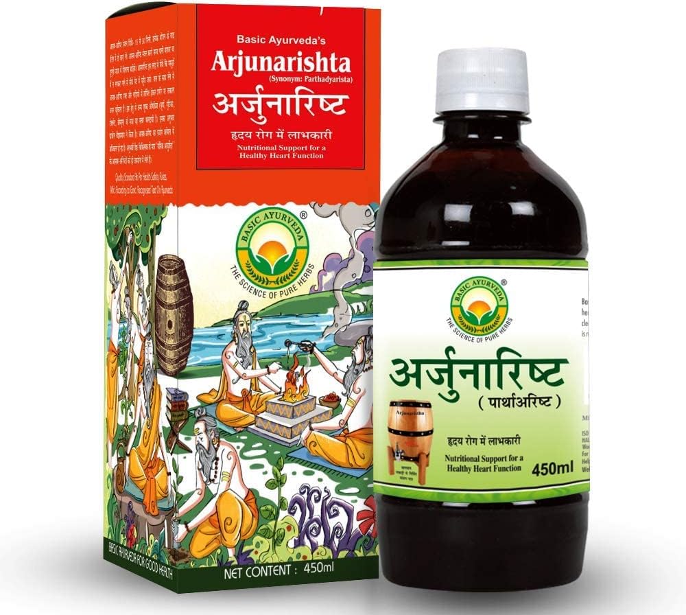 Honoly Basic Ayurveda Arjunarishta Syrup | 450ml | Hypertension | Chest Problem | Maintain Cholesterol Level | Herbal Heart Tonic | Improve Stomach Health