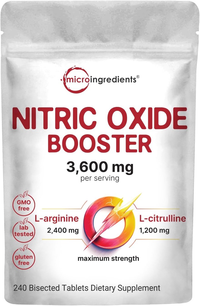 Nitric Oxide Supplements for Men &amp; Women 3,600mg, 240 Bisected Tablets