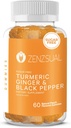 ZENZSUAL Turmérica, jengibre y Mangas de Pepper Negro - Suplemento dietético gratis de azúcar - Apoyo inmune, Esquía saludable, Salud Conjunta, Combate Naturalmente (60 Gummies de Peach Natural Flavored)