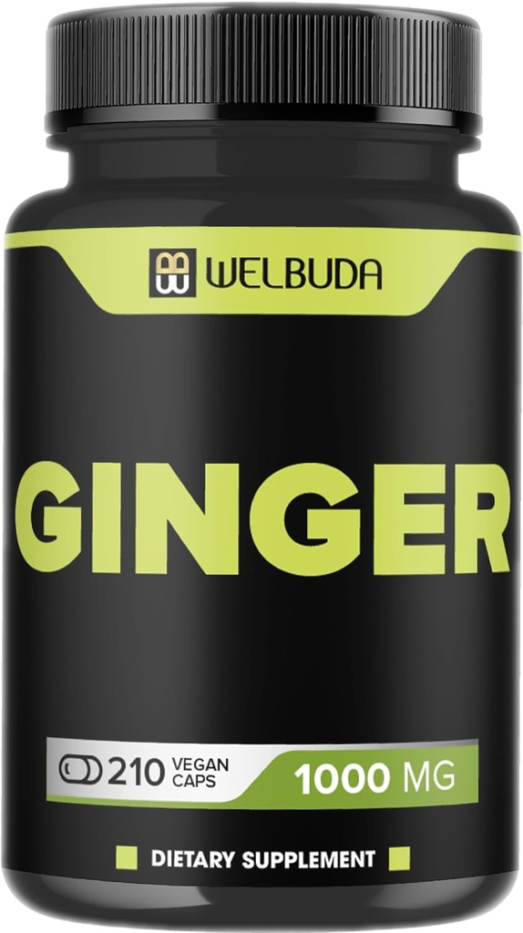1000mg suplementos de jengibre cápsulas con Berberine HCl, Elderberry, Echinacea &amp; Más - 11in1 Apoyo Digestión, Salud Conjunta, Sistema Inmunitario y Salud del Corazón - 210 píldoras de jengibre