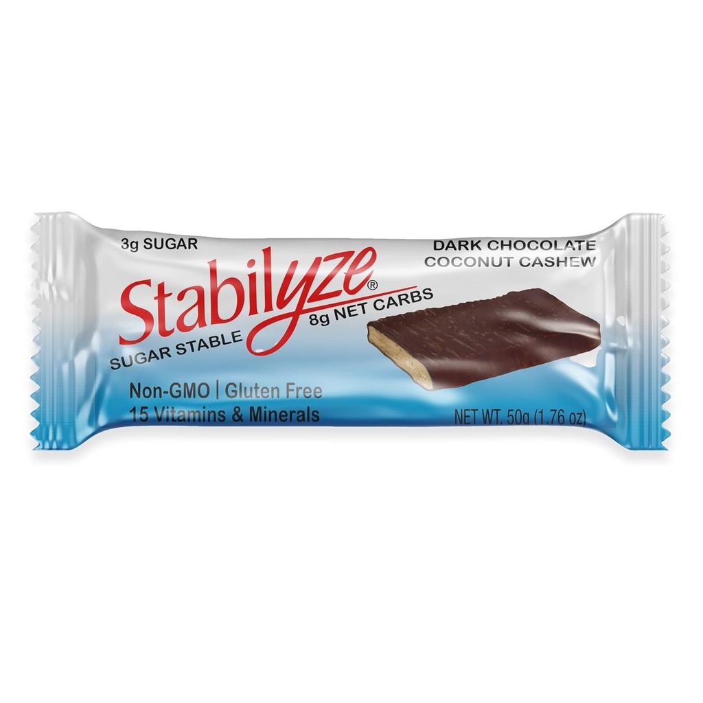 Bares de Nutrición de Estabilización, Anacardo de Coco de Chocolate Oscuro, Bares de Reemplazo de Ceto con 15 Vitaminas Esenciales &amp; Minerales, Gratuito Gluten, No GMO, Snacks de bajo carbohidrato, Agachado individualmente (12 Pack)