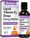 BlueBonnet Vitamina D3 1000 UI 25mcg Strong Bones &amp; Immune Support Supplement - Liquid Vitamins for Women &amp; Hombre - Lanolin VIT D Drops with MCT Oil - Non-GMO, Vegetarian - Citrus Flavor - 1 Fl Oz