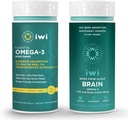 Iwi Omega-3 Essential & Brain Omega-3 Bundle, 30 Servings, Vegan Plant-Based Algae Omega 3 con EPA + DHA, Krill " Fish Oil Alternative, No Fishy Aftertaste