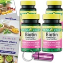 Elección Bundle Spring Valley Biotin Softgels 1000mcg Suplemento dietético para la salud de la piel del cabello 150 Ct 4 pk (600 Total) + Guía de la vitamina & Container (6 Artículos)!